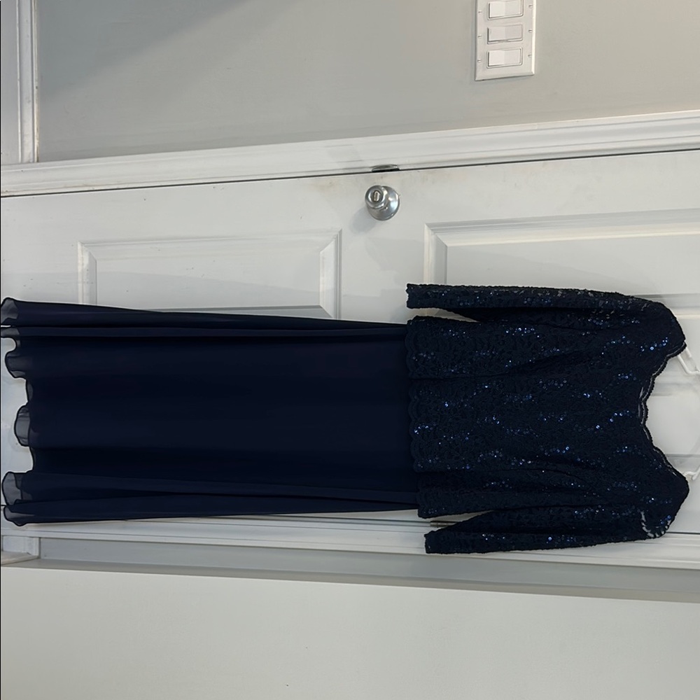 Alex Evenings Navy Blue Sequin Dress